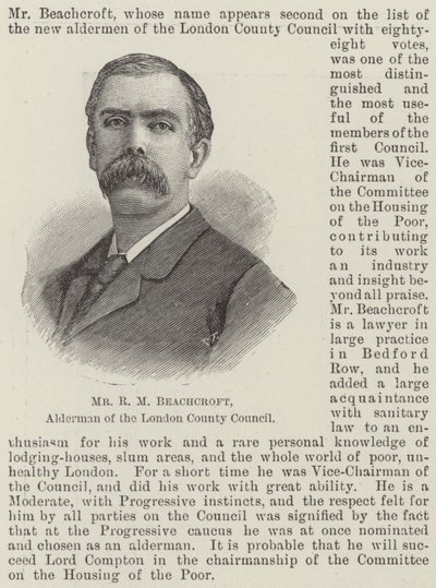 Bay RM Beachcroft, Londra İl Meclisi Alderman (gravür) by English School