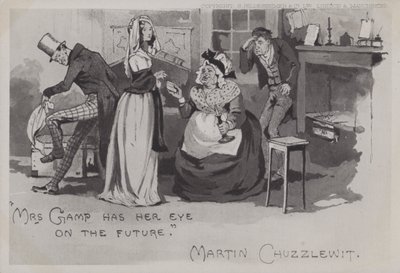 Bayan Gamp, Martin Chuzzlewit (s/b fotoğraf) by English School
