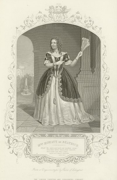 Bayan Mowatt, Beatrice rolünde, Hiçbir Şey Hakkında Çok Ado, II. Perde, birinci sahne by English School