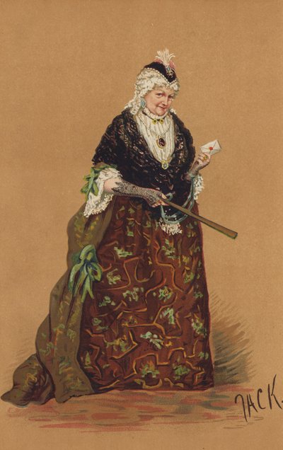 Bayan Stirling, “Rakipler” Komedisinde Bayan Malaprop rolünde (renkli taş) by English School