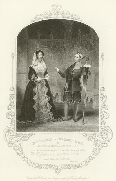 Bayan Ternan ve Bay Lewis Ball, Kontes Rousillon ve palyaçosu, İyi Biten Her Şey İyi, Perde I, sahne iii by English School