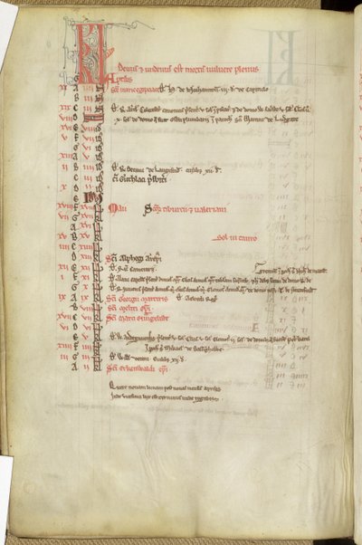 Ms.25512 fol.11v Azizler Günleri Takvimi, 13. yüzyılın ortaları by English School