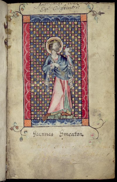 Ms 1-2005, f.1r: St. Edmund, Macclesfield Psalter