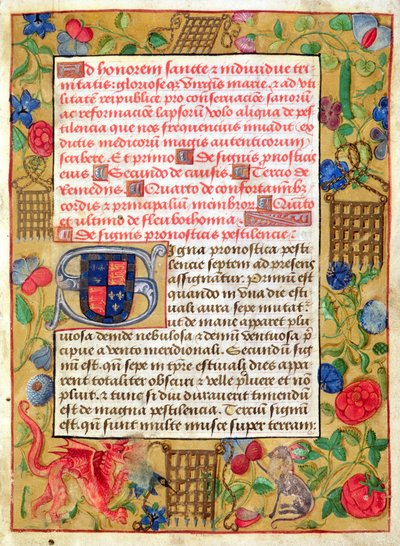 Ms 261 fol.1r Latince ve İngilizce olarak Plague Tracts Koleksiyonundan Sayfa, c.1500 by English School