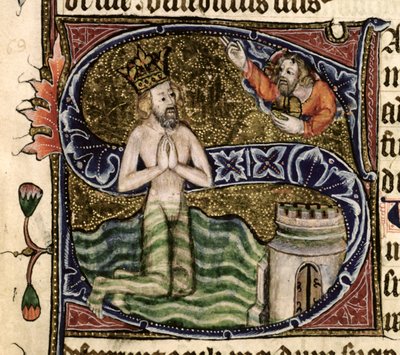 Bayan 26 f.34r. Mezmur 68, David boğuluyor, Ramsey Abbey Psalter