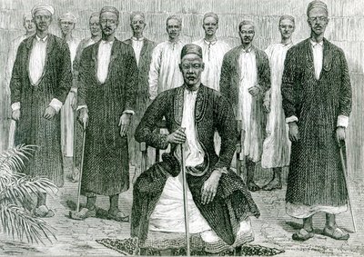 Mtesa, Uganda İmparatoru ve diğer şefler (litho) (bw photo) by English School