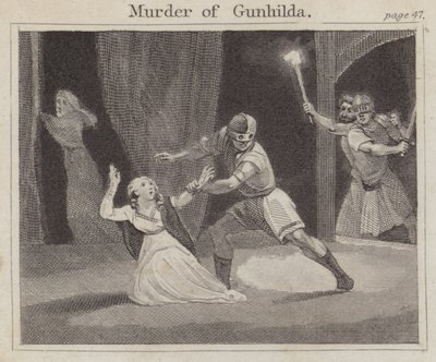 Gunhilda Cinayeti (gravür) by English School