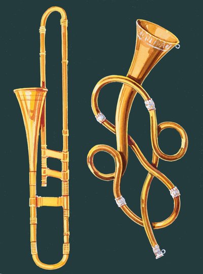Müzik aletleri: Trombon ve Labirent Trompet by English School