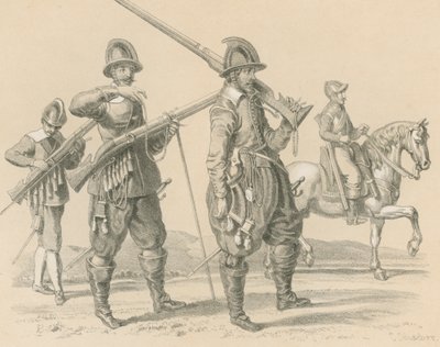 Silahşörler veya Fusiliers ve Süvari, Yaklaşık 1650 by English School
