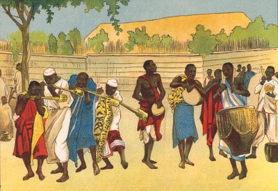 National Brass Band, Toro, Uganda (renkli taş baskı) by English School
