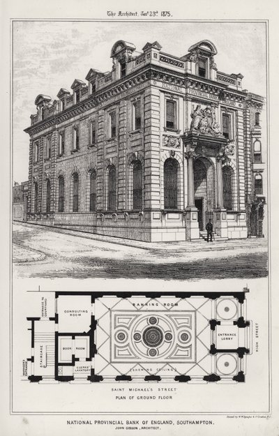 İngiltere Ulusal İl Bankası, Southampton (gravür) by English School