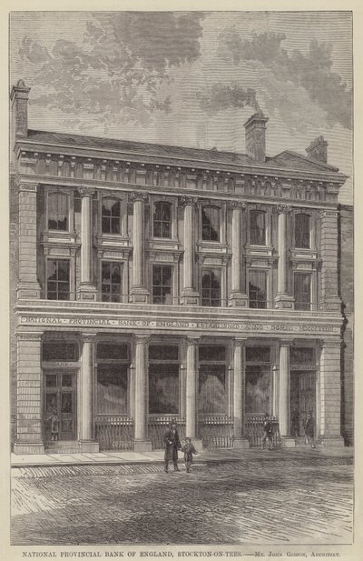 İngiltere Ulusal İl Bankası, Stockton-on-Tees (gravür) by English School