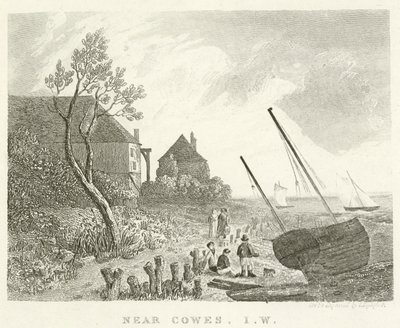 Cowes yakınlarında, Wight Adası (gravür) by English School