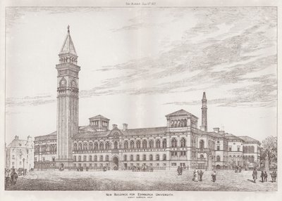 Edinburgh Üniversitesi için Yeni Binalar (gravür) by English School