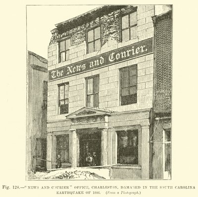 Haber ve Kurye Ofisi, Charleston, 1886 Güney Carolina Depreminde hasar gördü by English School