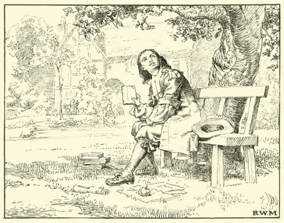 Newton ve Elma (kağıt üzerine mürekkep) by English School