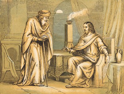 Nicodemus (renkli gravür) by English School