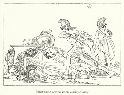 Düşmanın Kampında Nisus ve Euryalus (lito) by English School