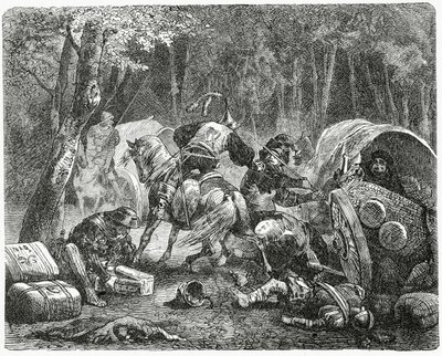 Gezici Tüccarları Yağmalayan Soylular, 1882 by English School