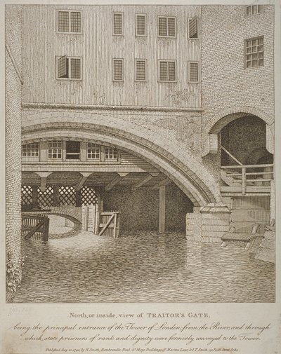North View of Traitors Gate, Tower of London, Nathaniel Smith tarafından yayınlandı (fl.1740-1802) 1798 by English School