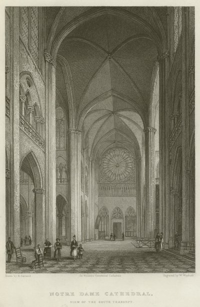 Notre Dame Katedrali, Güney Transept Görünümü (gravür) by English School