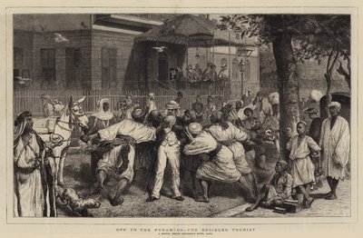 Piramitlere doğru, Kuşatılmış Turist (gravür) by English School