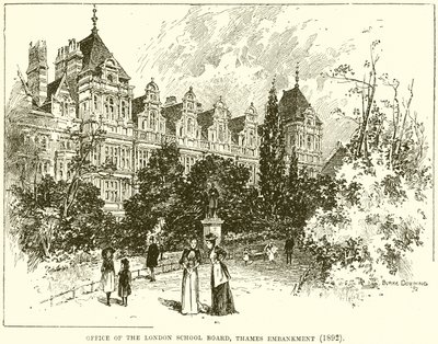London School Board Ofisi, Thames Embankment (1892) by English School