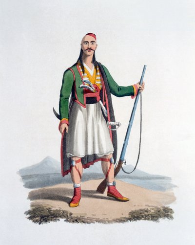 Spahilerin Subayı, 1818 (renkli aquatint) by English School