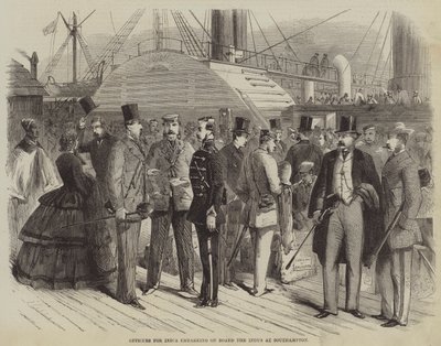Southampton'da İndus'a binen Hindistan memurları (gravür) by English School
