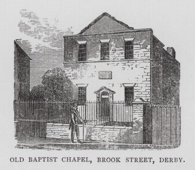 Eski Baptist Şapeli, Brook Street, Derby (gravür) by English School