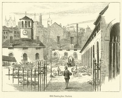 Eski Farringdon Pazarı (gravür) by English School
