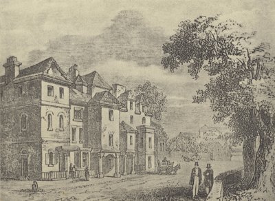 Kolej cepheli eski evler (gravür) by English School
