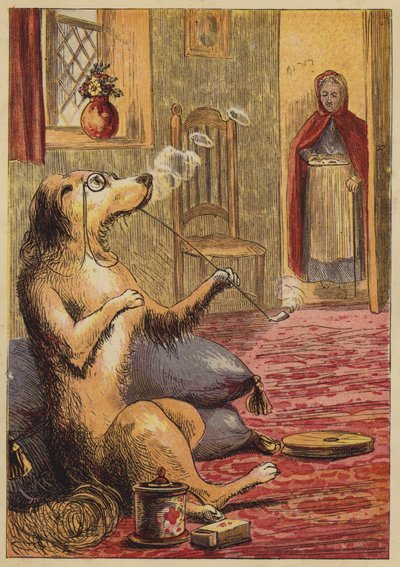 Yaşlı Anne Hubbard (renkli gravür) by English School