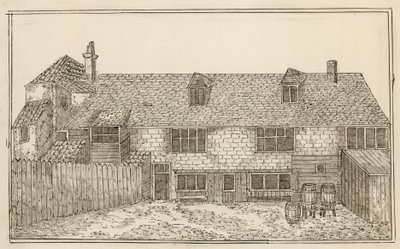 Old Pied Bull, Islington (arka) (kağıt üzerine mürekkep) by English School