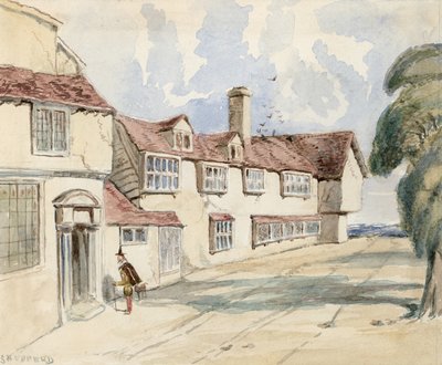 Old Pied Bull, Islington (arka) (kağıt üzerinde wc) by English School