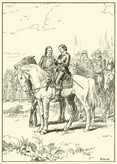Oliver Cromwell (kağıt üzerine mürekkep) by English School