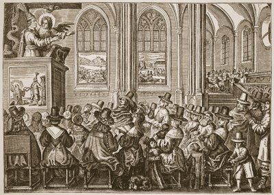Oliver Cromwell püriten bir cemaate vaaz verirken, İngiltere Kilisesi