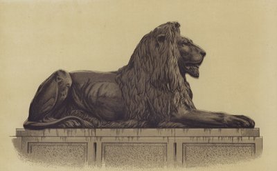 Londra'daki Trafalgar Meydanı'ndaki aslan heykellerinden biri by English School