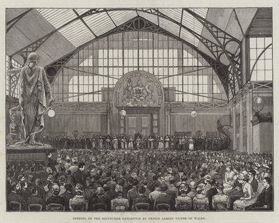 Galler Prensi Albert Victor tarafından Edinburgh Sergisinin açılışı (gravür) by English School