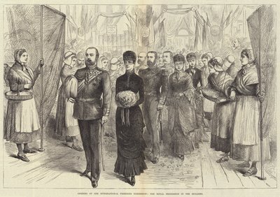 Uluslararası Balıkçılık Sergisinin Açılışı, Binadaki Kraliyet Alayı (gravür) by English School