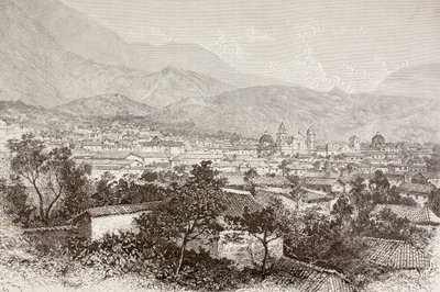Bogota, Kolombiya'nın genel görünümü (litho) by English School