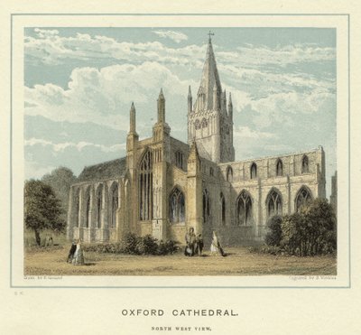 Oxford Katedrali, kuzey batı görünümü by English School