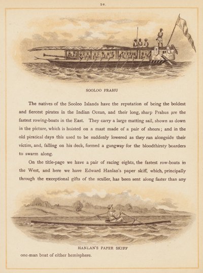 The Boats of the World kitabından bir sayfa, 19. yüzyıl sonu (renkli taş baskı) by English School
