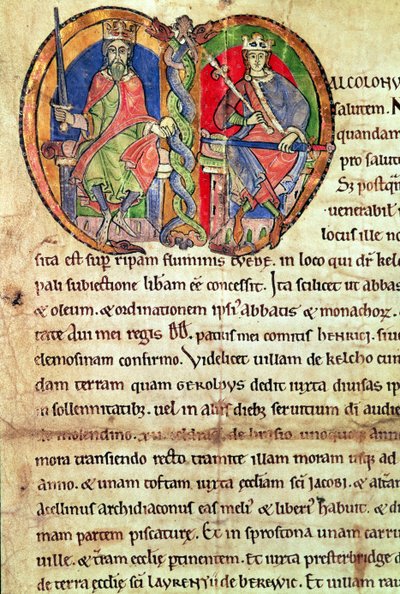 Kral David I (1084-1153) ve torunu Malcolm IV (1141-65) 1159