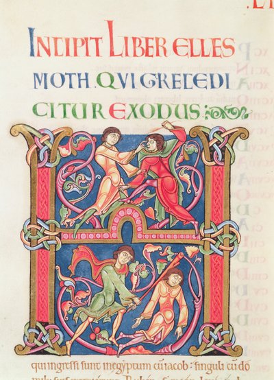Winchester İncilinden bir sayfa, c.1150-80 (parşömen) by English School