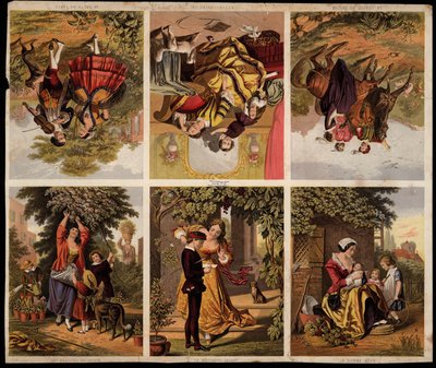 Viktorya dönemi baskılı artıkları sayfası (renkli gravür) by English School