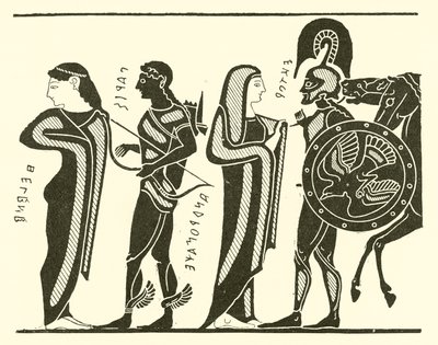 Paris, Helen, Hektor ve Andromakhe (gravür) by English School