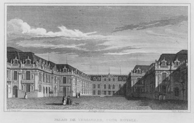 Paris, Versay Sarayı, Kraliyet Mahkemesi (gravür) by English School