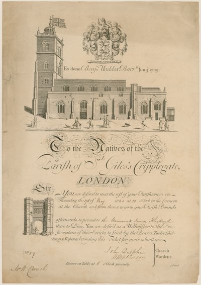 St Giles Cripplegate Parish, sınırları aşmak, davet, 1860 by English School