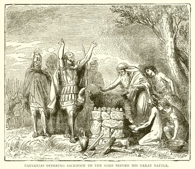 Pausanias, Büyük Savaşından önce Tanrılara kurban sunarken by English School